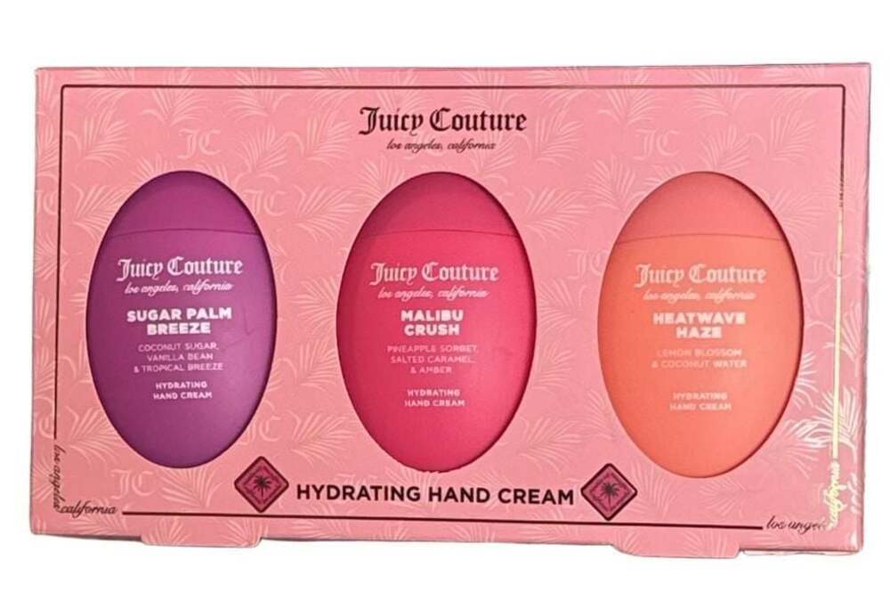 Juicy Couture Hydrating Hand Cream Set of 3 (Sugar Palm Breeze, Malibu Crush, He